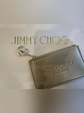 Jimmy Choo Silver Leather Cardholder with Logo Key Charm